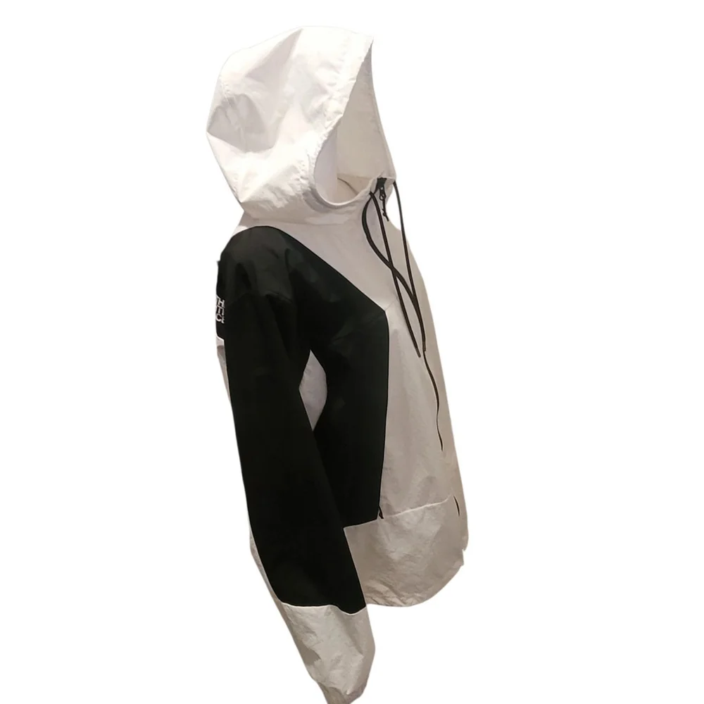 The North Face Men's White/Black Zip Peril Wind Windbreaker Hooded Jacket Sz L‎